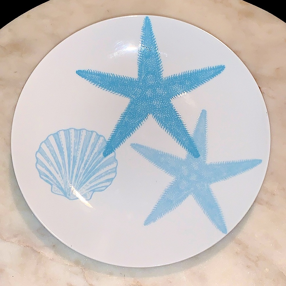 222 FIFTH COASTAL LIFE BLUE APPETIZER PLATE STARFISH